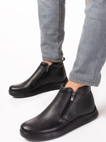 Resim maximoda Hakiki Deri, Içi Kürklü, Fermuarlı, Bagcıksız, Erkek Deri Bot 