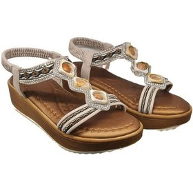 Resim Ventes Dolgu Topuk Rahat Günlük Kadın Taşlı Sandalet 1332006-z Ten 