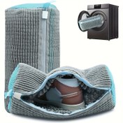 Resim 1 Adet Dayanıklı Yeniden Kullanılabilir Makinede Yıkanabilir Ayakkabı Çantası - Tüm Ayakkabı Tipleri İçin, Yüksek Nüfuzlu Polyester Kumaşlı Oval Fermuarlı Çamaşır Torbası, Çamaşır Makinesi ve Kurutucu ile Uyumlu, Çoraplardan Spor Ayakkabılara Kadar Hassas Eşyaları Korur, Kurutucuda Güvenli Saklama, Sağlam Fermuar Kapatma, Uzun Ömürlü Malzeme, Sık Seyahat Edenler için, Çamaşır Torbaları 
