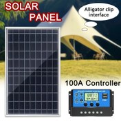 Resim WEIHAOXI 1 Monokristal Güneş Paneli ve 100A Güneş Şarj Kontrol Cihazı, Motosikletler, Tekneler, Karavanlar, Kampçılık, Ev Dış Aydınlatması vb. İçin Uygun Kolay Şarj 