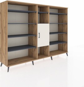 Resim Hyperion Dolap 12 Raflı Tek Kapaklı 220x44x163 Çam-aytaşı/antras Çam-aytaşı/antrasit 