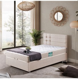 Resim Viyana Tek Kişilik Baza Başlık Comfort Yatak Seti Krem 90 x 200 