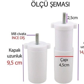 Resim 4 Adet Ayarlı Destek Ayağı 9,5x14,5 Cm Beyaz Gizli Ayak Mobilya Kanepe Baza Koltuk Dolap Tv Ünitesi 