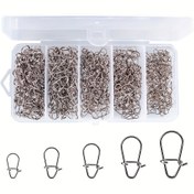 Resim 450 adet/Kutulu Balıkçılık Yem Bağlantısı 10-39.6kg Yüksek Dayanıklılıkta Balıkçılık Kanca Çıtçıt Kilidi Paslanmaz Çelik İkili Kilitli Döner Balıkçılık Aksesuarları 