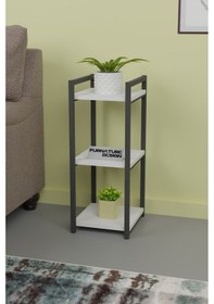 Resim Dekoratif Çok Amaçlı 3 Katlı Çiçeklik Standı Raf Beyaz 