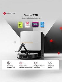 Resim Roborock Yapay Zekalı- 22.000 Pa Emiş Gücü Ufak Eşyaları Toplayan ULTRA PPREMİUM Saros Z70 Robot Süpürge 