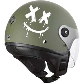 Resim Motosiklet Gülen Yüz Kask Sticker Motor Yamaha Ybr 