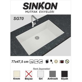 Resim Sinkon Beyaz Granit Eviye 77 x 47.5 - Sg70 - Sinkon 