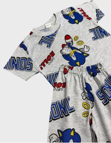 Resim Aliş Kids Erkek Çocuk Pamuklu Gri Sonic Desenli Kısa Kollu Şortlu Yazlık Pijama Takımı 