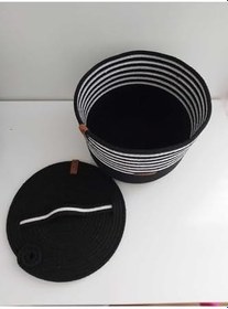 Resim Siyah Beyaz Kapaklı Sepet Düzenleyici Hediyelik Organizer - 25x20 cm 