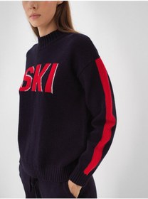 Resim Yünlü Desenli Kazak 25kb00851081 Lacivert 