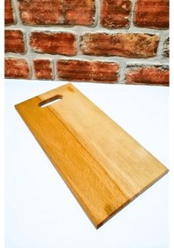 Resim Ahşap Tek Parça Elgeçme Saplı Kesme Tahtası 18,5 Cm En X 38,5 Cm Boy Kahverengi 