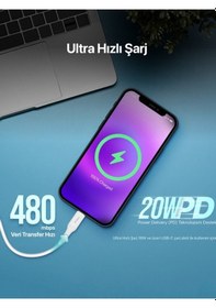Resim 20w Pd Destekler Type-c - Lightning Apple Uyumlu iPhone Hızlı Şarj Ve Data Kablosu 150cm 