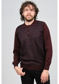 Resim Woolman Erkek Desenli Polo Yaka Yün Kazak 1572001 Bordo Bordo Beyaz 