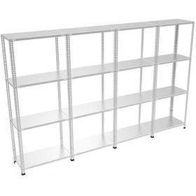 Resim Çelikrafburada 4 Katlı 4 Lü Bitişik Çelik Galvaniz Arşiv Rafı Depo Rafı Kiler Rafı 31x60x200 Dx51 Kalite Gümüş 