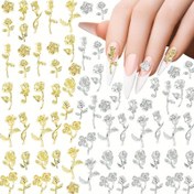 Resim 50 adet 3D Gül Tırnak Süsü, Kokusuz Metal Alaşım Tırnak Noktaları, Altın ve Gümüş Çiçek Tırnak Takıları, Kendin Yap Akrilik Tırnak Süsleri, Tırnak Sanatı Malzemeleri 