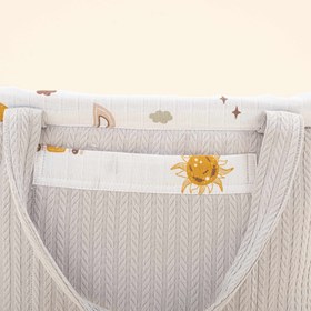 Resim Bebek Bakım Çantası - Açık Gri Örgü - Galaksi ve Harfler 