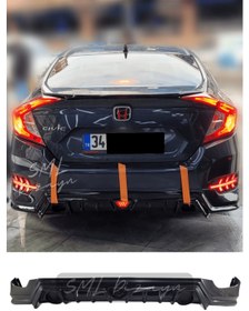 Resim Honda Civic Fc5 2016-2021 Mugen Arka Ek-Difüzör (Plastik) BOYASIZ 