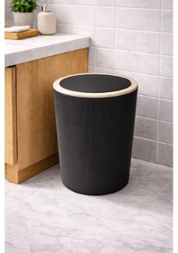 Resim 7 Litre Modern Tarz Çöp Kovası Dayanıklı Plastik Malzeme Siyah 