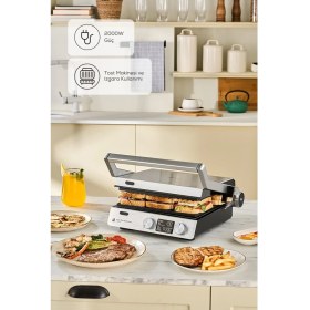 Resim Allians Çelik Pro Sear & Grill Inox 2007, 2000W, 6 Dilim Tost ve Izgara Makinesi 