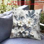 Resim 1 adet Şık Çiçekli Yastık Kılıfı - Çağdaş Stil, Dayanıklı Yumuşak Polyester, Fermuarlı Kapatma, Makinede Yıkanabilir, Beyaz Çiçek Baskısı, Gri Arka Plan, Rahat Koltuk ve Yatak Odası Dekoru, 44.96x44.96 cm (İçerik Yok), Dekoratif Yastıklar 