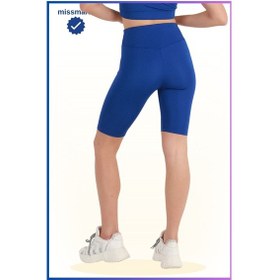 Resim Kadın Yüksek Bel Toparlayıcı Kısa Spor Tayt Biker Şort Basics Casual & Comfort Saks Mavi 1070 Sax Mavi 