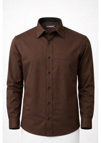 Resim Lugon Uzun Kol Regular Fit Erkek Gömlek - 7528 Kahverengi 