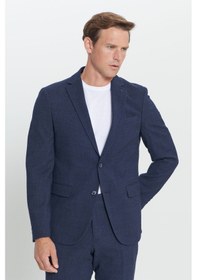 Resim AC&Co / Altınyıldız Classics Erkek Lacı Slim Fit Dar Kesim Mono Yaka Gofre Desenli Yünlü Takım Elbise Lacı 