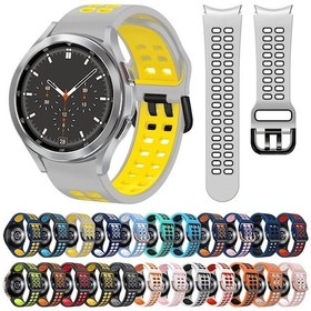 Resim Samsung Galaxy Watch 4 Classic 46mm 20mm Nefes Alabilir İki Renkli Silikon Saat Bandı Beyaz 