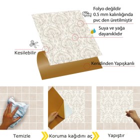 Resim Tink Kendinden Yapışkanlı Salon Çiçekli Desenli Pvc Karo 30x30 cm 11 Adet 1m2 