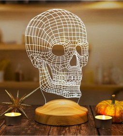 Resim Kuru Kafa Tasarımlı 3D LED Lamba, 3 Boyutlu Kafatası Dijital Artwork Gece Lambası, Kurukafa Gotik Hediye 