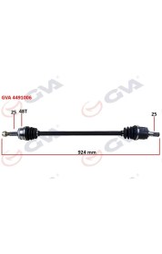 Resim Gva 4491006 - Komple Aks Sağ Hyundaı Accent Era 1.4l 1.6l G4EE G4ED Benzinli 06-10 Abs Li 25×25 - Abs 48 Diş Komple Boy 924MM 