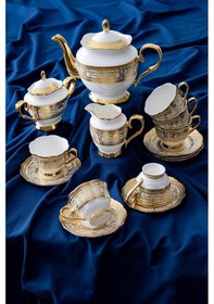 Resim Acar Anjelica 6 Kişilik 17 Parça Çay Seti Beyaz - Altın 