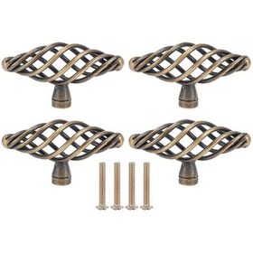 Resim 4 Adet Kapı Kolu Antik Çinko Alaşımlı Çekmece Kolları Gardırop Dolap Çekmece Dolap Donanım Aksesuarları Db 