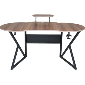 Resim Michael Brean Özel Oval Tasarım Oyuncu Masası 156 cm Bardaklık ve Kulaklık Tutucu Hediye 