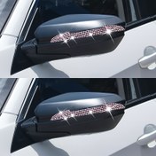 Resim 2 Adet Işıltılı Taşlı Araba Kapı Kenar Koruyucuları - Dayanıklı Plastik, Çizik ve Çarpışma Koruma için Arka Görüş Aynası ve Kapı Süslemesi, Çizgili Bant, Sol Yerleştirme 