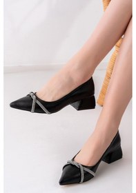 Resim Kadın Siyah Taşlı Stiletto Alcak Ökçe Abiye Valeri Ayakkabı Siyah 