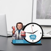 Resim Erkek Diş Doktoru Karikatürlü MDF Masa Saati 