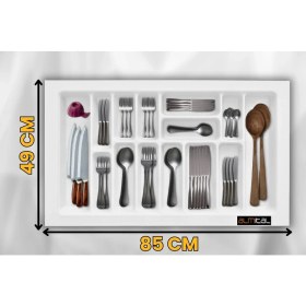 Resim Özbience 85X49 Cm, 14 Gözlü Beyaz Çekmece Içi Kaşıklık, Esnek Kesim Özelliği 