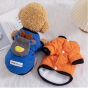 Resim Şirin Teddy Bear Kürk - Kabarık Kapüşonlu ve Peluş Pantolonlu Rahat Kış Yavrusu Kıyafeti, Sarı ve Gri İki Tonlu Tasarım, Küçük Köpekler İçin Mükemmel, Köpek Kıyafeti Kış Kıyafeti, Evcil Hayvan Giyim, Rahat Kazak Stili, Yumuşak Peluş Malzeme 