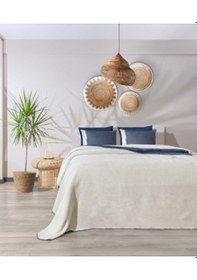 Resim Koza Home Twin Soft Pamuklu Çift Kişilik Battaniye Mavi Krem-Mavi Krem-Çift Kişilik Mavi Krem 