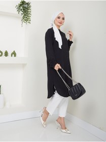 Resim VOLT CLOTHİNG Kadın Ayrobin Nervürlü Maxi Boy Tunik 