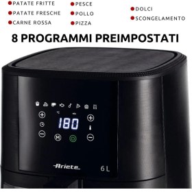 Resim Ariete Airfryer 6L Paslanmaz Çelik Yağsız Pişirme LED Ekranlı 1050 W Kapasiteli Fritöz 