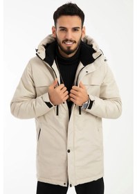 Resim Erkek Taş Içi Polarlı Su Ve Rüzgar Geçirmez Kapüşonlu Kışlık Mont & Kaban & Parka Taş 