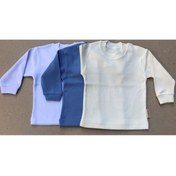 Resim bebedino Uzun Kollu Bebek Üst Badi (3 LÜ PAKET) (BEYAZ,KOYUMAVİ,KREM) 0-24 Ay Arası 