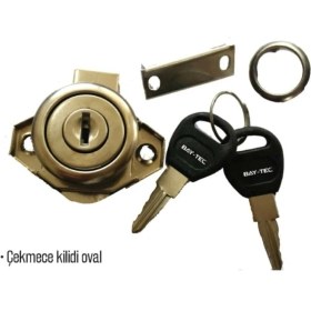 Resim Bay-Tec Paket Adeti 12 Adet Bay-Tec Çekmece Kilidi Oval 