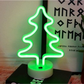 Resim Ema Dükkan Çam Ağacı Neon Led Işıklı Usbli Gece Lambası Pilli Neon Led Işıklı Masa Lambası Dekoratif Aydınlatma 
