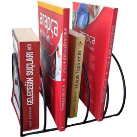 Resim GO DEKOR Yuvarlak YENİ Metal Dekoratif Masaüstü Dergilik/ Kitaplık 25x18cm 