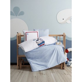 Resim Cotton Box Punch Nakışlı Bebek Nevresim Takımı Miniyo Mavi 