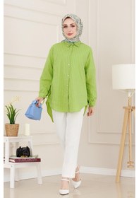 Resim Sevitli Taş Detaylı Hilal Tunik-fıstık Yeşili-4958 Fıstık Yeşili 